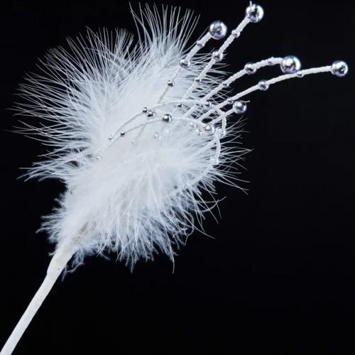 Ветвь Ледяной фейерверк из бисера, белая, 30 см., Christmas DeLuxe (88874) 