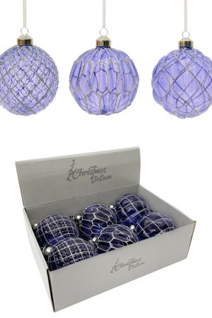 Набор винтажных стеклянных шаров Благородство 100 мм., синий-золото, 6 шт., Christmas DeLuxe (13046)