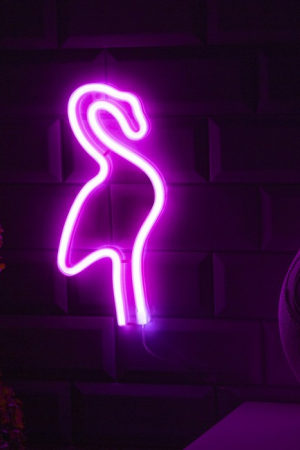 Неоновая вывеска Фламинго 14.5×28 см., батарейки ААх3, USB, розовый, Luazon Lighting (7989796)