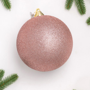 Шар пластиковый глиттер 140 мм., пудровый, ЕлкиТорг (150515)