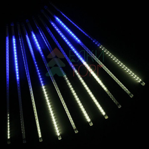 Гирлянда Тающие сосульки 10*0.5 м., 24V., 600 бело-синих LED ламп, коннектор, черный ПВХ, LTC (CCL600-10-1WB)