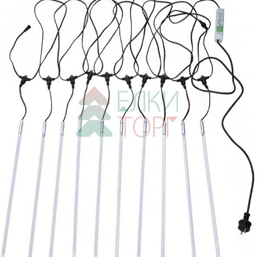 Гирлянда Тающие сосульки 10*0.5 м., 24V., 600 бело-синих LED ламп, коннектор, черный ПВХ, LTC (CCL600-10-1WB)
