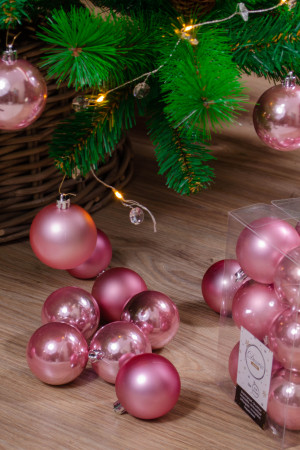 Набор пластиковых шаров Дивный 60 мм, дикая роза, 12 шт, Kaemingk (021989)