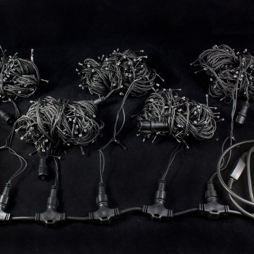 Гирлянда на дерево 5*20 м., 220V, 665 теплых белых LED ламп, черный каучук, Winner Light (ww.07.7B.665*5+)