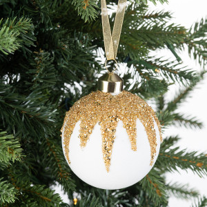 Винтажный стеклянный шар Ваниль в глазури 8 см., 1 шт., Karlsbach (12695)