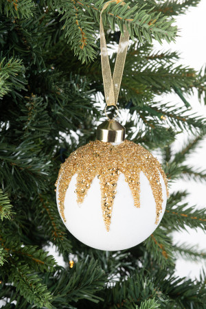 Винтажный стеклянный шар Ваниль в глазури 8 см., 1 шт., Karlsbach (12695)