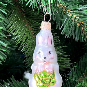 А42 Елочное украшение Зайчик,  стекло, 9 см., 1 шт., Витус
