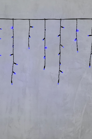 Светодиодная бахрома с колпачком 3,1*0,5 м., 120 синих LED ламп, черный провод ПВХ, IP65, LTC (PIL120CAP-11-2B)