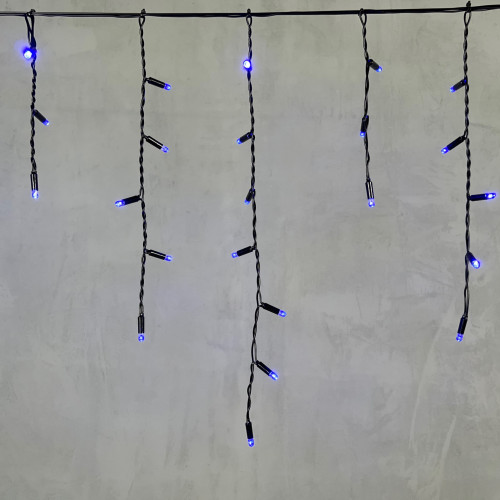 Светодиодная бахрома с колпачком 3,1*0,5 м., 120 синих LED ламп, черный провод ПВХ, IP65, LTC (PIL120CAP-11-2B)