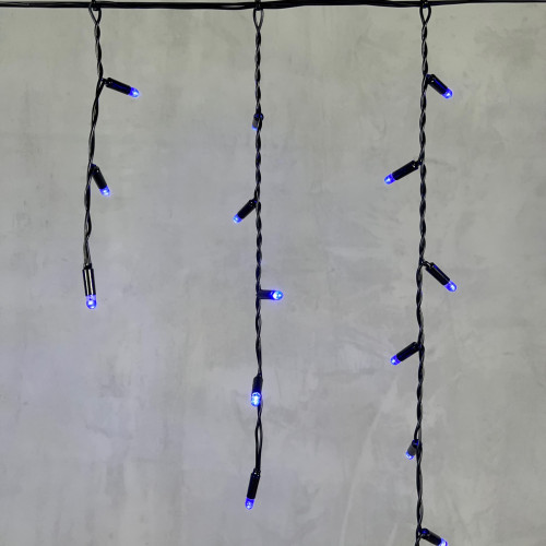 Светодиодная бахрома с колпачком 3,1*0,5 м., 120 синих LED ламп, черный провод ПВХ, IP65, LTC (PIL120CAP-11-2B)