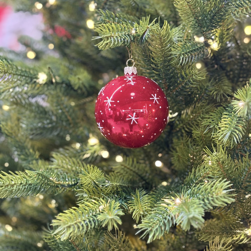 Стеклянный шар Лошадка 90 мм., красный, стекло, Ёлочка (С206/3)