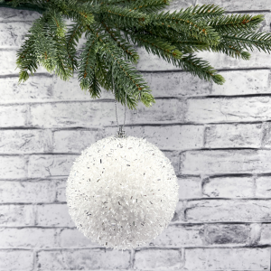 Шар новогодний Бисер 20 см., белый, пенопласт, Christmas DeLuxe (11824) 