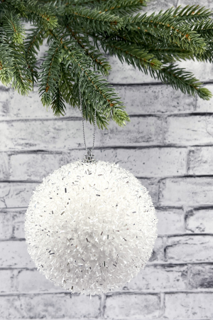 Шар новогодний Бисер 20 см., белый, пенопласт, Christmas DeLuxe (11824) 