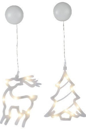 Светящееся украшение на присоске Олень и Елочка 19*16 см, 2 шт., 8 теплых LED ламп, Svetlitsa (809-12)