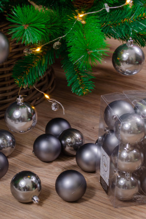 Набор пластиковых шаров Дивный 60 мм, стальной, 12 шт, Kaemingk (021990)