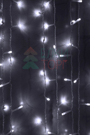 Светодиодный мерцающий занавес 2*1 м, 220V., 200 холодных белых LED ламп, прозрачный ПВХ, Beauty Led (PCL202BL-10-2W)