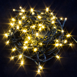 Светодиодная нить 7 м., 220V, 100 теплых белых LED ламп, контроллер, черный провод, Winner Light (ww.01.5B.100-)