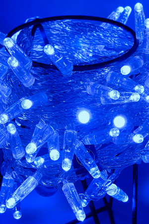 Светодиодная нить 100 синих LED ламп, 10 м., 24В, мерцание, прозрачный провод ПВХ, Teamprof (TPF-S10CF-24V-CT/B)