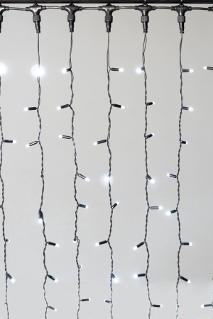Светодиодный занавес 2*3 м., 600 LED, холодный белый, статика, черный провод каучук, LTC (ECO602-1-2W)