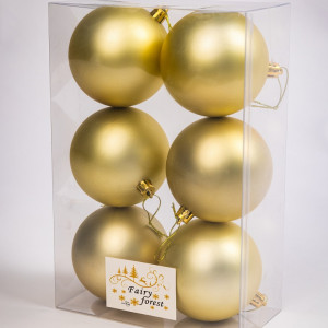 Набор пластиковых шаров Анет 80 мм., шампань матовый, 6 шт., ЕлкиТорг (150310)