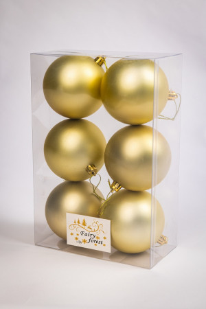 Набор пластиковых шаров Анет 80 мм., шампань матовый, 6 шт., ЕлкиТорг (150310)