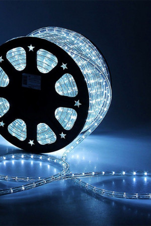 Дюралайт круглый направленный диаметр 13 мм., 220V., белые LED лампы, бухта 100 м., Laitcom (F3-R2-220V-W)