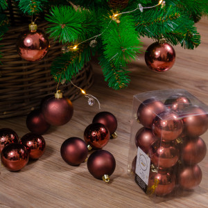 Набор пластиковых шаров Дивный 60 мм, палисандровый, 12 шт, Kaemingk (021998)