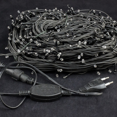 Светодиодная нить с мерцающим диодом 10 м., 220V, 100 разноцветных LED ламп, IP65, черный каучук, соединяемая, Winner Light (m.01.7B.100+)