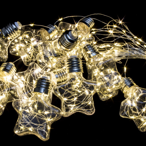 Гирлянда бахрома Звезда 3*0,7*0,5 м., 10 теплых-белых LED ламп, прозрачный провод, Winner Light (ww.02.4T.10L-8Star)