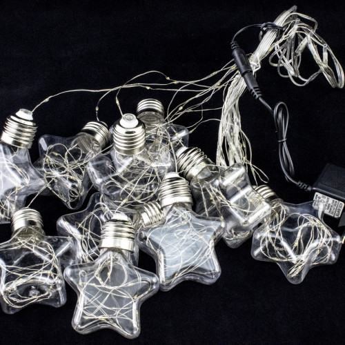Гирлянда бахрома Звезда 3*0,7*0,5 м., 10 теплых-белых LED ламп, прозрачный провод, Winner Light (ww.02.4T.10L-8Star)