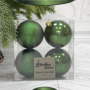 Набор пластиковых шаров Прага 100 мм., зеленый, 4 шт., Christmas DeLuxe (87070)