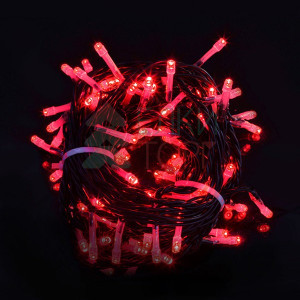 Светодиодная гирлянда мерцающая 10 м, 220-230V., 100 красных LED ламп, черный ПВХ, Beauty Led (PST100BL-11-2R)