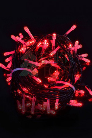 Светодиодная гирлянда мерцающая 10 м, 220-230V., 100 красных LED ламп, черный ПВХ, Beauty Led (PST100BL-11-2R)