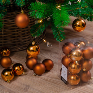 Набор пластиковых шаров Дивный 60 мм, медный, 12 шт, Kaemingk (021992)