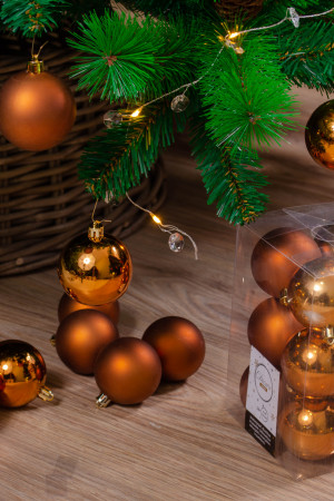 Набор пластиковых шаров Дивный 60 мм, медный, 12 шт, Kaemingk (021992)