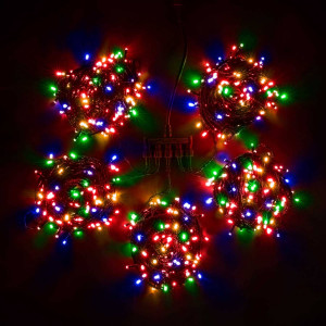 Комплект мерцающих гирлянд на деревья 100 м., 5 лучей по 20 м, 24V, 1000 разноцветных LED ламп, черный ПВХ, LTC (KDD1000BLW-11-1M)