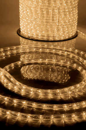  Дюралайт светодиодный 2-х проводной, диаметр 13 мм., 220В, теплые белые LED лампы 36 шт на 1 м., бухта 100 м., статика, Teamprof (TPF-DL-2WH-100-240-WW)