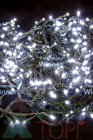 Светодиодная нить 26 м., 220V, 400 холодных LED ламп, контроллер, черный провод, Winner (w.01.5B.400-)