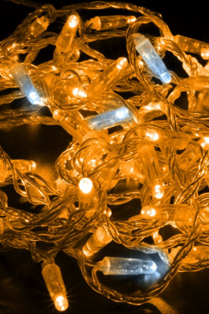 Светодиодная нить 100 желтых LED ламп, 10 м., 24В, мерцание, прозрачный провод ПВХ, Teamprof (TPF-S10CF-24V-CT/Y)