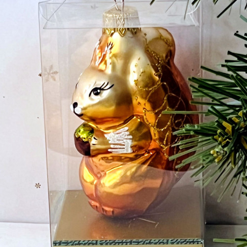 Елочное украшение Белочка, стекло, 9 см., 1 шт., Витус (А65)