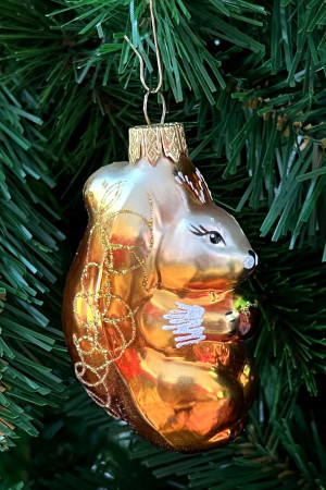 Елочное украшение Белочка, стекло, 9 см., 1 шт., Витус (А65)
