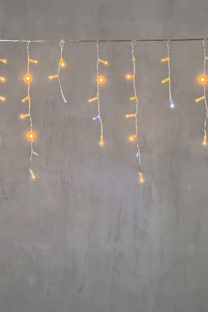 Светодиодная бахрома с колпачком 3,1*0,5 м., 120 желтых LED ламп, мерцание, прозрачный провод ПВХ, IP65, LTC (PIL120BLWCAP-10-2Y)