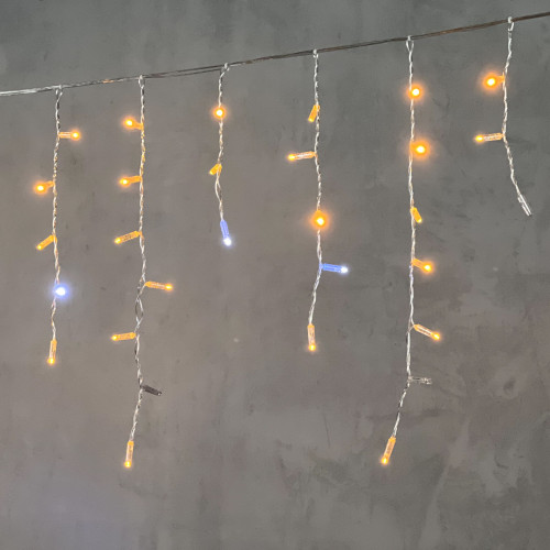 Светодиодная бахрома с колпачком 3,1*0,5 м., 120 желтых LED ламп, мерцание, прозрачный провод ПВХ, IP65, LTC (PIL120BLWCAP-10-2Y)