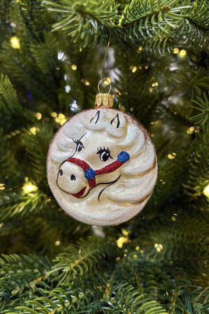 Ёлочное украшение Лошадка 90 мм., золотой, стекло, Ёлочка (С1151/1)