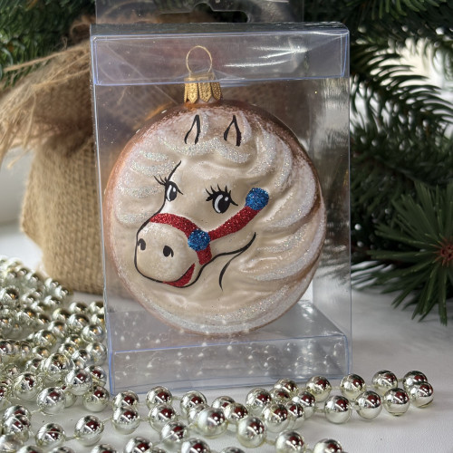 Ёлочное украшение Лошадка 90 мм., золотой, стекло, Ёлочка (С1151/1)