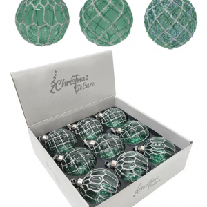 Набор винтажных стеклянных шаров Блестящий изумруд 80 мм., изумрудный, 9 шт., Christmas DeLuxe (13044)