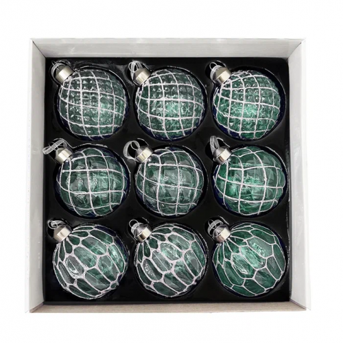 Набор винтажных стеклянных шаров Блестящий изумруд 80 мм., изумрудный, 9 шт., Christmas DeLuxe (13044)