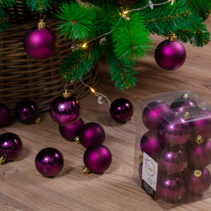 Набор пластиковых шаров Дивный 60 мм, пурпурный, 12 шт, Kaemingk (022001)