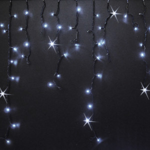 Светодиодная мерцающая бахрома 3*0.9 м., 220V, 144 холодных белых LED ламп, черный провод, Rich LED (RL-i3*0.9F-B/W)