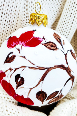 Елочный шар Ветка боярышника 8 см., Коломеев (КУ-80-214029)